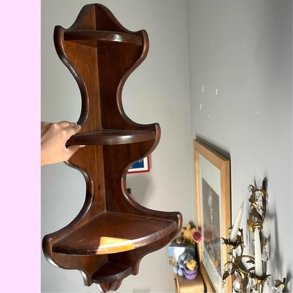 Vintage Wooden Corner Shelf - Picture 2 of 3